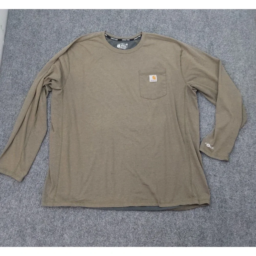Lot of 2 Carhartt Shirt Mens 2XL Red Brown Long Sleeve Force Loose Relaxed READ